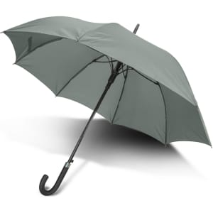 A green Pegasus Hook Umbrella featuring a curved handle and a sturdy black frame.