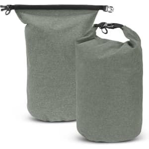 A set of two green Nautica dry bags, featuring adjustable closures and a textured fabric design.