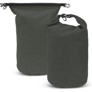 A green Nautica dry bag, featuring a roll-top closure, available in two sizes, with a logo present.