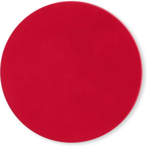 A round, red silicone jar opener with a smooth surface and no visible branding.