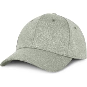 A light green cap with a curved brim and a logo on the front, featuring a textured fabric design.
