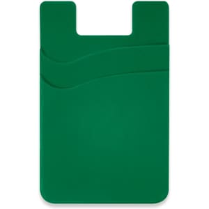 A green dual silicone phone wallet with a simple, smooth design and a subtle wave pattern.