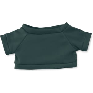 A green plush top with short sleeves and a rounded neckline. It has a smooth texture and simple design.