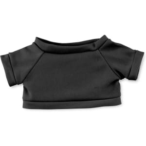 A black short-sleeved shirt designed for plush toys, featuring a relaxed neckline and soft fabric.