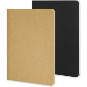 A set of two Moleskine Cahier Journals, one in beige and the other in black, both with rounded corners.