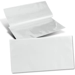 A clear, glossy vinyl travel wallet with an open and closed view, featuring a simple, minimalist design.