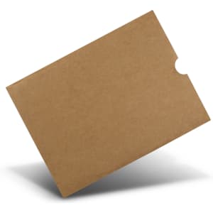 A brown kraft folder with a tab cutout, designed for holding documents or files.