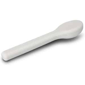 A light grey travel spoon from a travel cutlery set, featuring a smooth, ergonomic design.