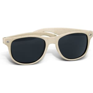 Malibu Basic Sunglasses in natural colour with dark lenses, featuring a simplistic design and a logo.