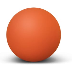 An orange Hi-Bounce Ball with a smooth surface and a rounded shape. It features a simple logo.