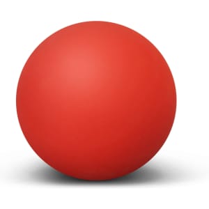 A red Hi-Bounce Ball with a smooth surface and a round shape, resting on a white background.