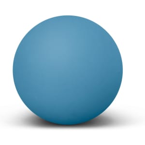 A blue Hi-Bounce Ball with a smooth surface and a round shape, featuring a logo.