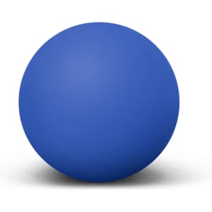 A blue Hi-Bounce Ball with a smooth surface, featuring a simple design and a round shape.