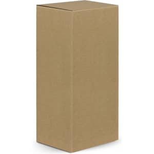 A plain brown cardboard box with a rectangular shape and a flat top.