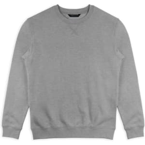 A grey unisex sweatshirt featuring a round neckline and ribbed cuffs, with a subtle logo on the chest.