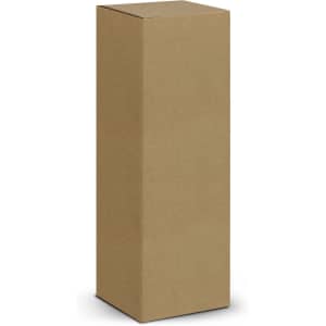 A tall, plain brown cardboard box with a rectangular shape and a closed lid. It has no logos or branding.