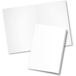 An A5 gift card in white, featuring a blank space with a smooth finish. It includes a logo.