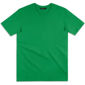 A green women's T-shirt featuring short sleeves and a plain design. It has a logo or branding.
