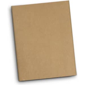 A brown cork portfolio in A4 size, featuring a smooth finish and a logo on the cover.