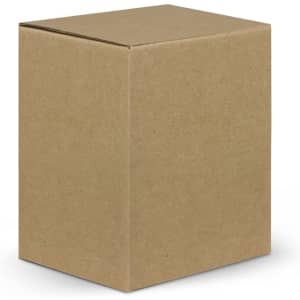 A plain brown cardboard box in a square shape with a lid, displayed on a white background.