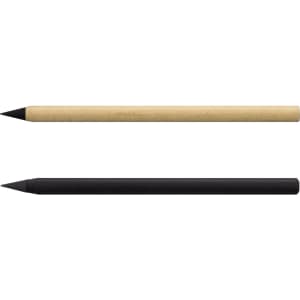 A pair of pens featuring a kraft paper exterior in brown and a sleek black finish, both with inkless tips.