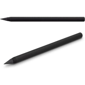 A black Kraft pen with a sleek metal design, featuring a pointed tip and a textured grip, accompanied by a logo.