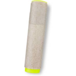 A highlighter with a beige and bright yellow design, featuring a cylindrical body and a visible branding logo.