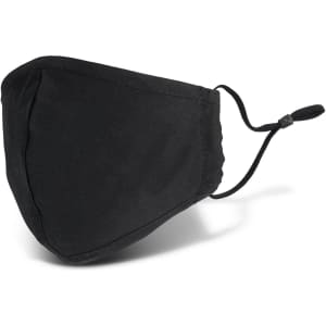 A black Luxe Face Mask with adjustable ear loops and a subtle logo.