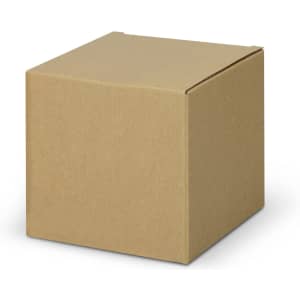 A plain brown cardboard box with a simple square shape and a flap top closure.