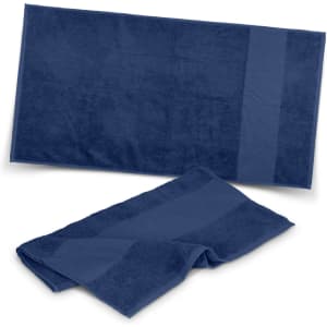 A navy blue Fit Sports Towel, featuring a textured surface and a smooth band. Includes two towels in different sizes.