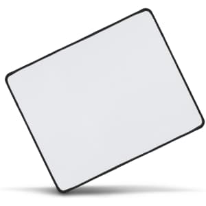 A rectangular mouse mat in white with a black border, designed for office and business use.