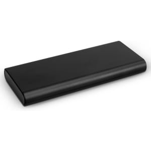 A sleek black tool set case, featuring a smooth surface and rounded edges, suitable for storing tools.