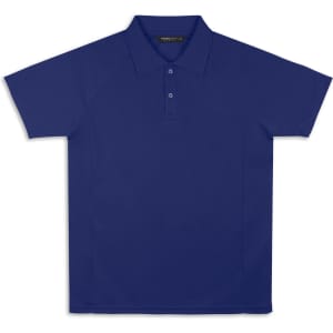 A navy blue TRENDSWEAR Ace Performance men's polo shirt with a collar and short sleeves. It includes a logo.