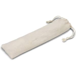 A natural-coloured drawstring pouch designed for storing cutlery, made from durable fabric.