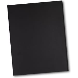 A black leather portfolio with a sleek design, featuring a logo on the front. Suitable for office and business use.
