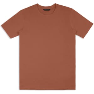 A unisex TRENDSWEAR Element T-Shirt in a warm terracotta colour, featuring a minimal design and a logo.