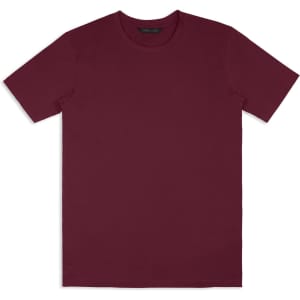 A unisex TRENDSWEAR Element T-shirt in a deep burgundy colour, featuring a plain design and a logo.