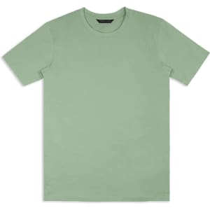 A light green unisex T-shirt with short sleeves and a round neckline, featuring a logo.