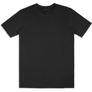 A black unisex TRENDSWEAR Element T-shirt with short sleeves and a round neckline. It features a logo.