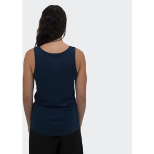 A women's tank top in navy, featuring a sleek design and a subtle logo on the back.