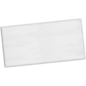A full-colour gym towel in white with a stitched border and a branding logo in one corner.