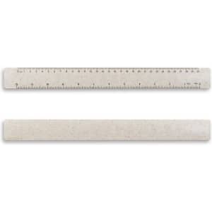 A 30cm transparent ruler with a speckled design, featuring measurement markings and a logo.