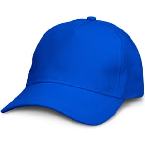 A blue cap with a structured front and curved visor. Features a logo on the front.