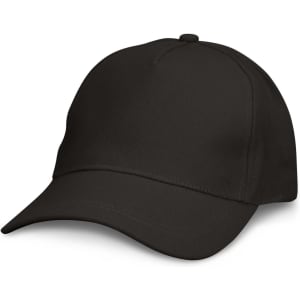 A black baseball cap with a curved brim and a structured crown. It features a logo on the front.