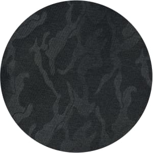 A textured fabric featuring an urban camouflage pattern in various shades of dark grey and black.