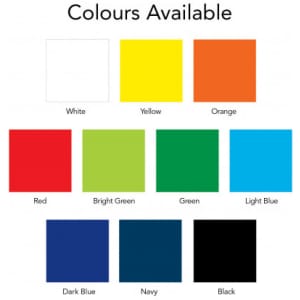 A range of colour swatches including white, yellow, orange, red, green, blue, and black.