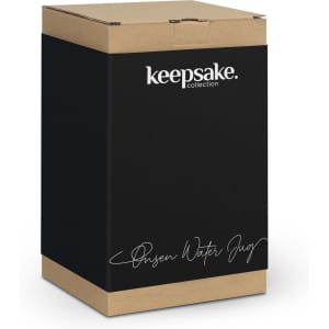 A drink bottle in a sleek black and natural cardboard packaging, featuring a logo on the front.
