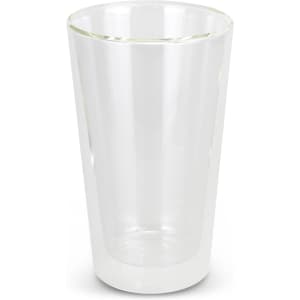 A drink bottle featuring a clear double-wall design, with a sleek and modern appearance. It has a subtle branding logo.