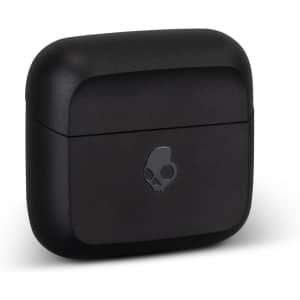 A black charging case for Skullcandy Mod TWS earbuds with a logo on the front.