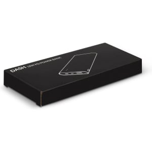 A black box containing the Dash 18W PD Power Bank, featuring a sleek design and branding on the surface.